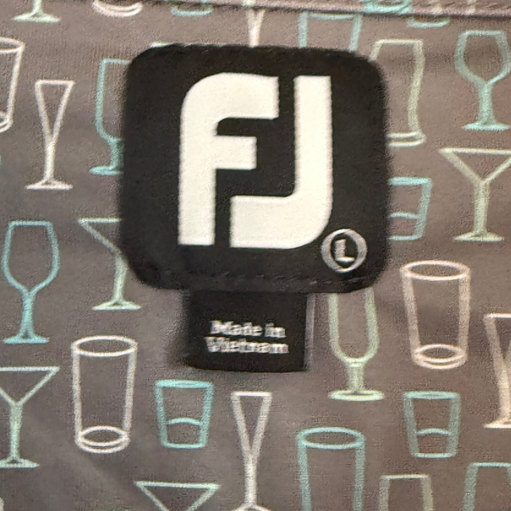 FootJoy Mens Golf Polo Shirt Large Happy Hour Cocktail Performance Preppy Casual - Picture 3 of 7